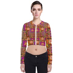 Traditional Africa Border Wallpaper Pattern Colored 3 Zip Up Bomber Jacket by EDDArt