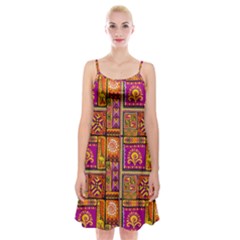 Traditional Africa Border Wallpaper Pattern Colored 3 Spaghetti Strap Velvet Dress by EDDArt