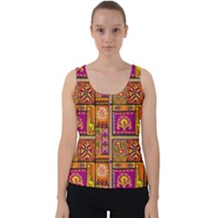 Traditional Africa Border Wallpaper Pattern Colored 3 Velvet Tank Top by EDDArt