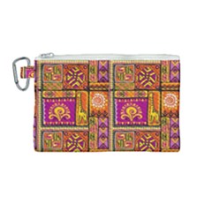 Traditional Africa Border Wallpaper Pattern Colored 3 Canvas Cosmetic Bag (medium) by EDDArt