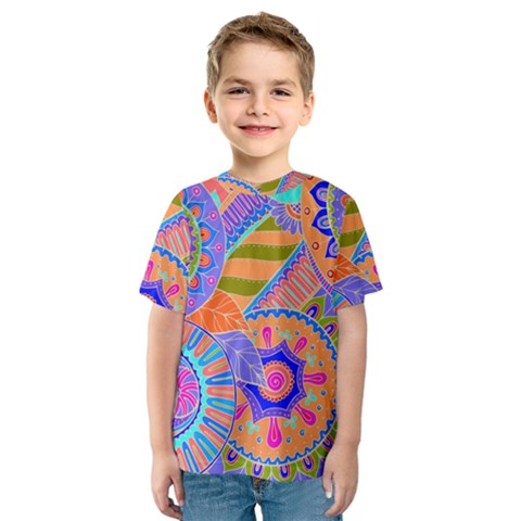 Pop Art Paisley Flowers Ornaments Multicolored 3 Kids  Sport Mesh Tee by EDDArt