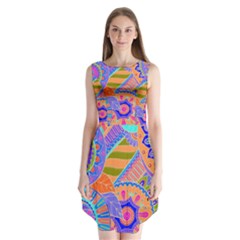 Pop Art Paisley Flowers Ornaments Multicolored 3 Sleeveless Chiffon Dress   by EDDArt