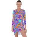 Pop Art Paisley Flowers Ornaments Multicolored 3 Asymmetric Cut-Out Shift Dress View1