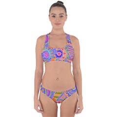 Pop Art Paisley Flowers Ornaments Multicolored 3 Cross Back Hipster Bikini Set by EDDArt