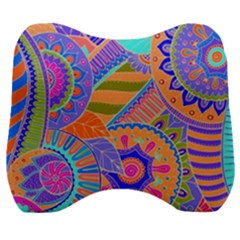 Pop Art Paisley Flowers Ornaments Multicolored 3 Velour Head Support Cushion