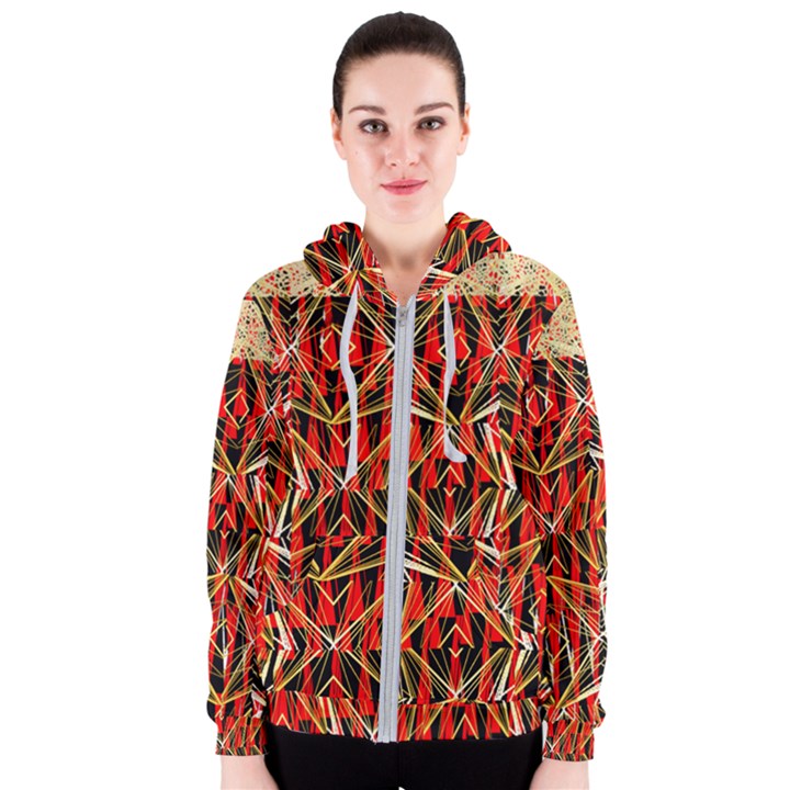 Red triangles zig zags many layers created by FlipStylezDesigns Women s Zipper Hoodie