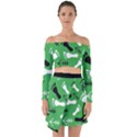 GREEN Off Shoulder Top with Skirt Set View1