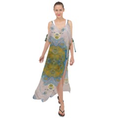 Cosmic Waters Warp Maxi Chiffon Cover Up Dress