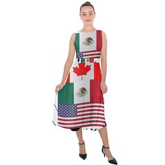 United Football Championship Hosting 2026 Soccer Ball Logo Canada Mexico Usa Midi Tie-back Chiffon Dress