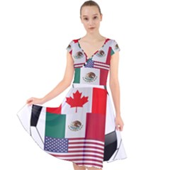 United Football Championship Hosting 2026 Soccer Ball Logo Canada Mexico Usa Cap Sleeve Front Wrap Midi Dress by yoursparklingshop