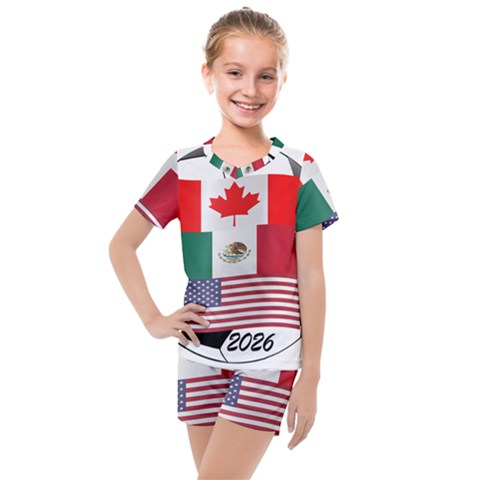 United Football Championship Hosting 2026 Soccer Ball Logo Canada Mexico Usa Kids  Mesh Tee And Shorts Set by yoursparklingshop