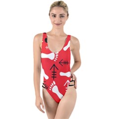 Red Swatch#2 High Leg Strappy Swimsuit