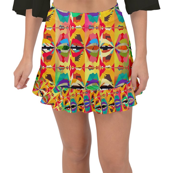 Colorful shapes                                     Fishtail Mini Chiffon Skirt