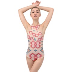 Tribal Shapes                                         Cross Front Low Back Swimsuit