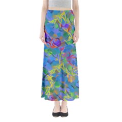 Paint Brushes On A Blue Background                                    Women s Maxi Skirt by LalyLauraFLM