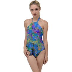 Paint Brushes On A Blue Background                                       Go With The Flow One Piece Swimsuit