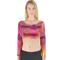 New Wild Color Blast Purple And Pink Explosion Created By Flipstylez Designs Long Sleeve Crop Top