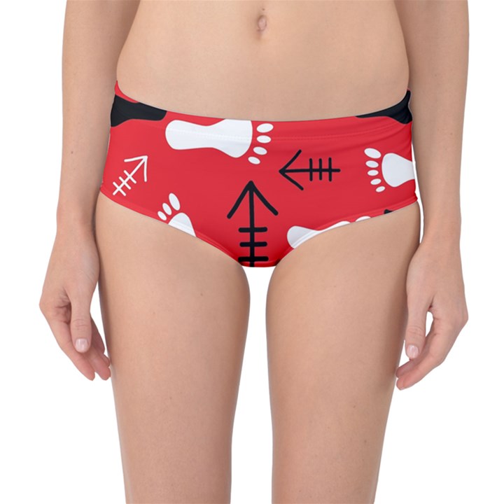 RED SWATCH#2 Mid-Waist Bikini Bottoms