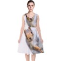 Curious Squirrel V-Neck Midi Sleeveless Dress  View1