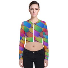 Colorful Textured Shapes Pattern                                Zip Up Bomber Jacket