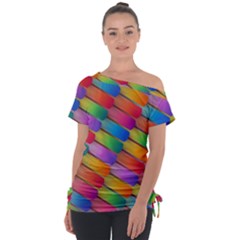 Colorful Textured Shapes Pattern                                Off Shoulder Tie-up Tee