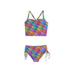 Colorful Textured Shapes Pattern                                      Girls  Tankini Swimsuit