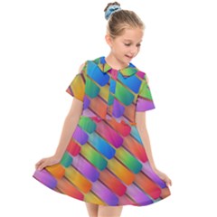 Colorful Textured Shapes Pattern                                   Kids  Short Sleeve Shirt Dress