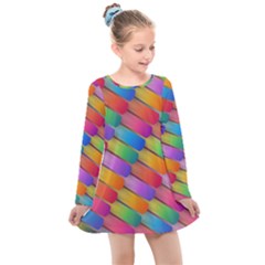 Colorful Textured Shapes Pattern                                     Kids  Long Sleeve Dress