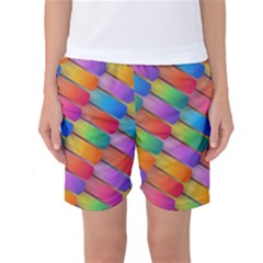 Colorful Textured Shapes Pattern                                Women s Basketball Shorts by LalyLauraFLM