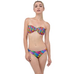 Colorful Textured Shapes Pattern                                      Classic Bandeau Bikini Set by LalyLauraFLM