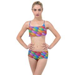 Colorful Textured Shapes Pattern                                    Layered Top Bikini Set