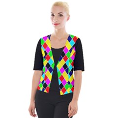 Harlequine Black Bright Pastel Pattern Cropped Button Cardigan by PKHarrisPlace