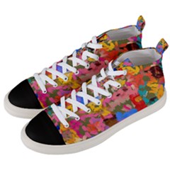 Coloful Strokes Canvas                           Men s Mid-top Canvas Sneakers