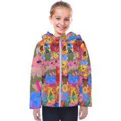 Coloful Strokes Canvas                                   Kids  Hooded Puffer Jacket