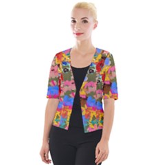 Coloful Strokes Canvas                            Cropped Button Cardigan