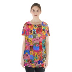 Coloful Strokes Canvas                                        Skirt Hem Sports Top