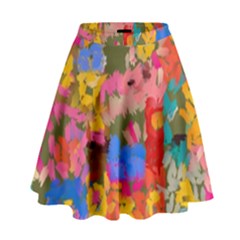 Coloful Strokes Canvas                                      High Waist Skirt by LalyLauraFLM