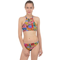 Coloful Strokes Canvas                                    Racer Front Bikini Set