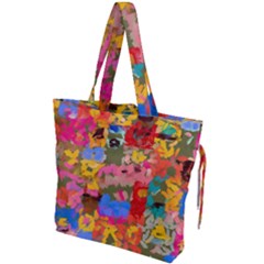 Coloful Strokes Canvas                             Drawstring Tote Bag by LalyLauraFLM