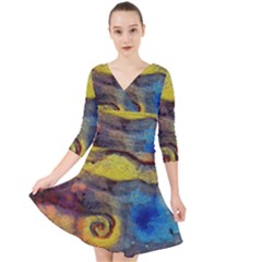 Painted Swirls                                      Quarter Sleeve Front Wrap Dress