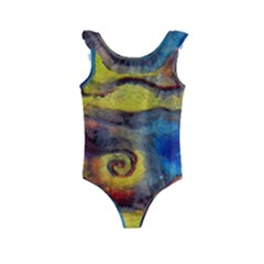 Painted Swirls                              Kids  Frill Swimsuit