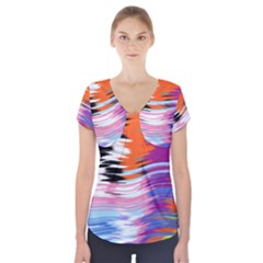 Waves                                       Short Sleeve Front Detail Top by LalyLauraFLM