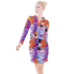 Waves                                      Button Long Sleeve Dress