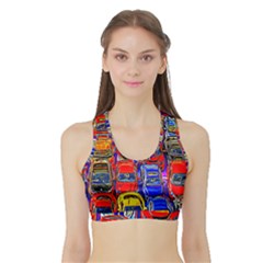 Colorful Toy Racing Cars Sports Bra With Border by FunnyCow