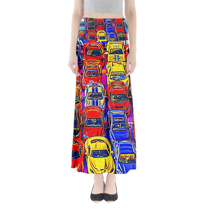 Colorful Toy Racing Cars Full Length Maxi Skirt