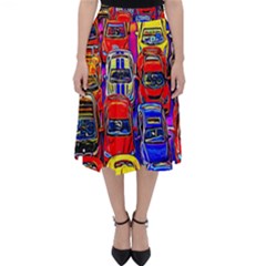 Colorful Toy Racing Cars Folding Skater Skirt by FunnyCow