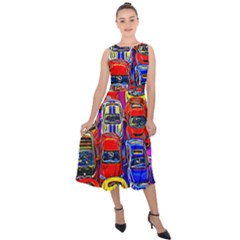 Colorful Toy Racing Cars Midi Tie-back Chiffon Dress by FunnyCow