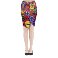 Colorful Toy Racing Cars Midi Wrap Pencil Skirt by FunnyCow