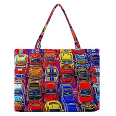 Colorful Toy Racing Cars Zipper Medium Tote Bag by FunnyCow