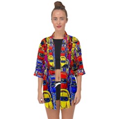 Colorful Toy Racing Cars Open Front Chiffon Kimono by FunnyCow